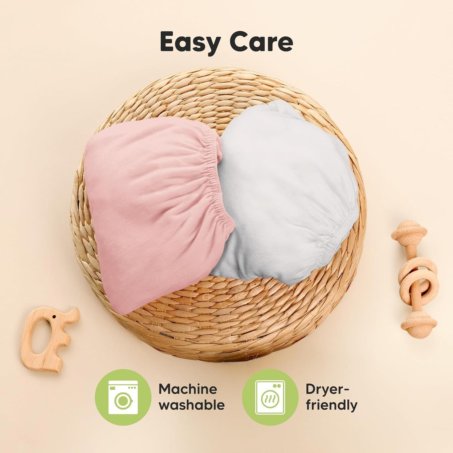 2-Pack Waterproof Pack and Play Sheets, Mini Crib Sheets Fitted for Boy, Girl - 38 x 26 Viscose from Bamboo Pack N Play Mattress Sheets for Graco, Toddler Playard Baby Crib Sheets Neutral (Blue Flax) - Colors B