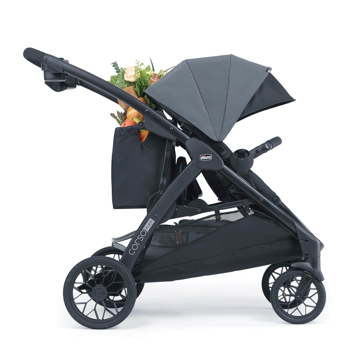 Chicco Corso Flex Infant Car Seat Adapter/Basket for Corso Flex Convertible Stroller, Compatible with Any Chicco Infant Car Seat, Black/Black