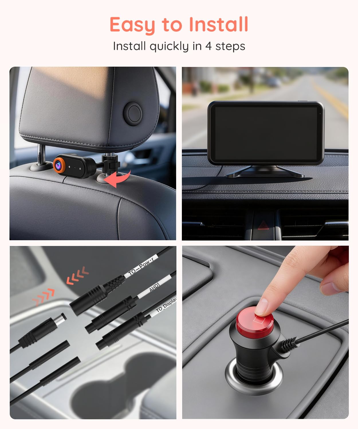 LUCKVIEW BM2 PRO Dual Baby Car Camera, 5.2" 1080P HD Display for Rear-Facing Car Seats, IR Night Vision, Anti-Shake Mount, Easy Install – Ideal for Parents with 2 Kids and Pets (Blue)
