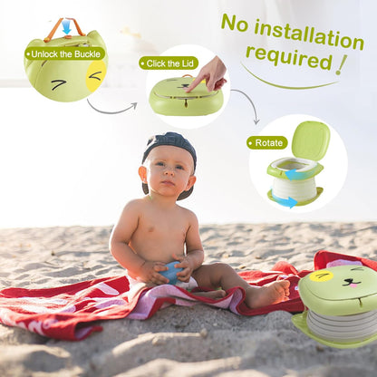 Travel Potty for Toddler Portable Foldable Potty Training Toilet for Boys Girls Baby Kids Children Indoor Outdoor,Pink