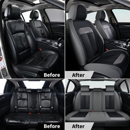 FLORICH Car Seat Covers Full Set, Automotive Seat Covers, Black Car Seat Cover, Waterproof Seat Protectors Universal fit for Car Truck Van SUV - Black