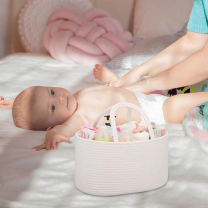 COMSE Baby Diaper Caddy Organizer, Car Caddy, Diaper Change Organizer, Gift Baskets Empty, Portable Tote Bag with Divider, Baby Shower Gifts Newborn Essentials Registry Must Have, Light pink