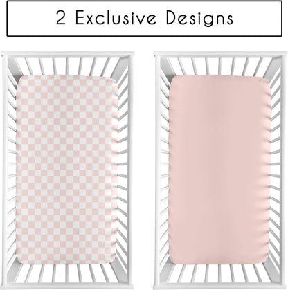 Sweet Jojo Designs 2-Piece Baby Bassinet Sheets Set (Black/White Gingham Checkered Plaid) for Boy/Girl, Infant Newborn Nursery, Oval, Rectangle & Hourglass Mattress (Solid Onyx & Classic Checkerboard)