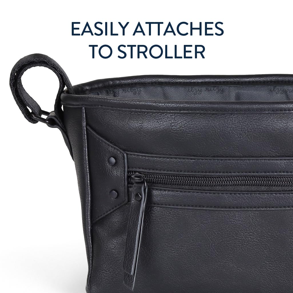 Itzy Ritzy Adjustable Stroller Caddy and Organizer Bag Featuring Front Zippered Pocket, 2 Built-In Interior Pockets & Adjustable Straps to Fit Nearly Any Stroller (Coffee and Cream)