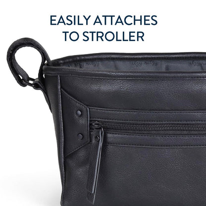Itzy Ritzy Adjustable Stroller Caddy and Organizer Bag Featuring Front Zippered Pocket, 2 Built-In Interior Pockets & Adjustable Straps to Fit Nearly Any Stroller (Coffee and Cream)