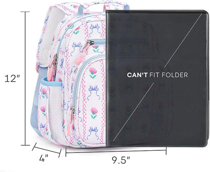 mibasies Toddler Backpack for Girls 2-4: Preschool Kindergarten Backpack - Cute Kids Backpacks for Girls - Bowknot Rose Sky Blue