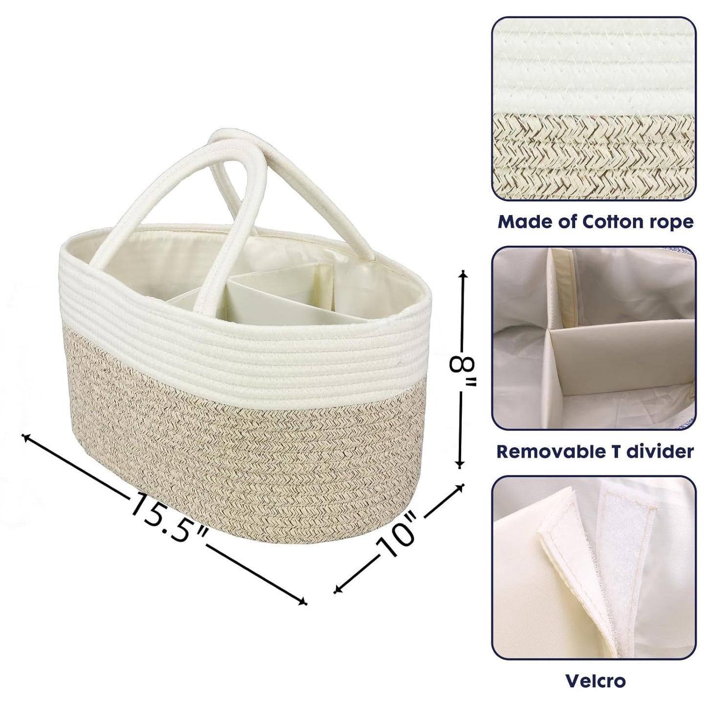 Baby Diaper Caddy Organizer for Girl Boy Rope Nursery Storage Bin Basket Portable Holder Tote Bag for Changing Table Car Travel Baby Shower Gifts Newborn Essentials Registry Must Have Items Pink