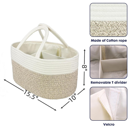 Baby Diaper Caddy Organizer for Girl Boy Rope Nursery Storage Bin Basket Portable Holder Tote Bag for Changing Table Car Travel Baby Shower Gifts Newborn Essentials Registry Must Have Items Pink