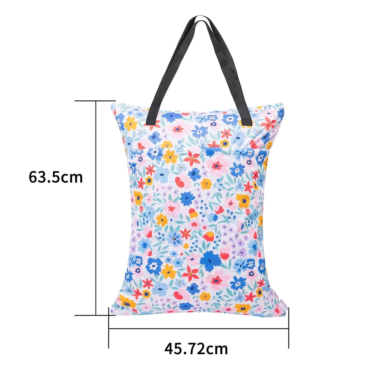 ALVABABY 2 Pack Large Wet Dry Bag Waterproof Hanging Cloth Diaper with Double Zippered Pockets 25x18 inches (Feather & Stripe)
