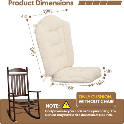 idee-home Wingback Rocking Chair Cushions Indoor, Glider Rocker Replacement Cushions with Removable Corduroy Cover, Wooden Adirondack Chair Pad Non-Slip Bottom Tufted Seat Pads with Ties, Green