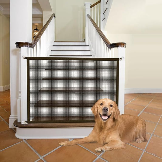 Cupount Baby Gate for Stairs - Dog Gate Indoor Mesh Pet Gates for Doorways (Brown, 30" H x 38" W)