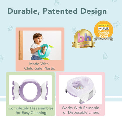 Kalencom Potette Plus 2-in-1 Travel Potty and Trainer Seat - Dual-Purpose Potty Training Toilet Seat - Portable Potty for Toddler Travel - with Durable, Lock-in Legs and Splash Guard - Pastel Mint