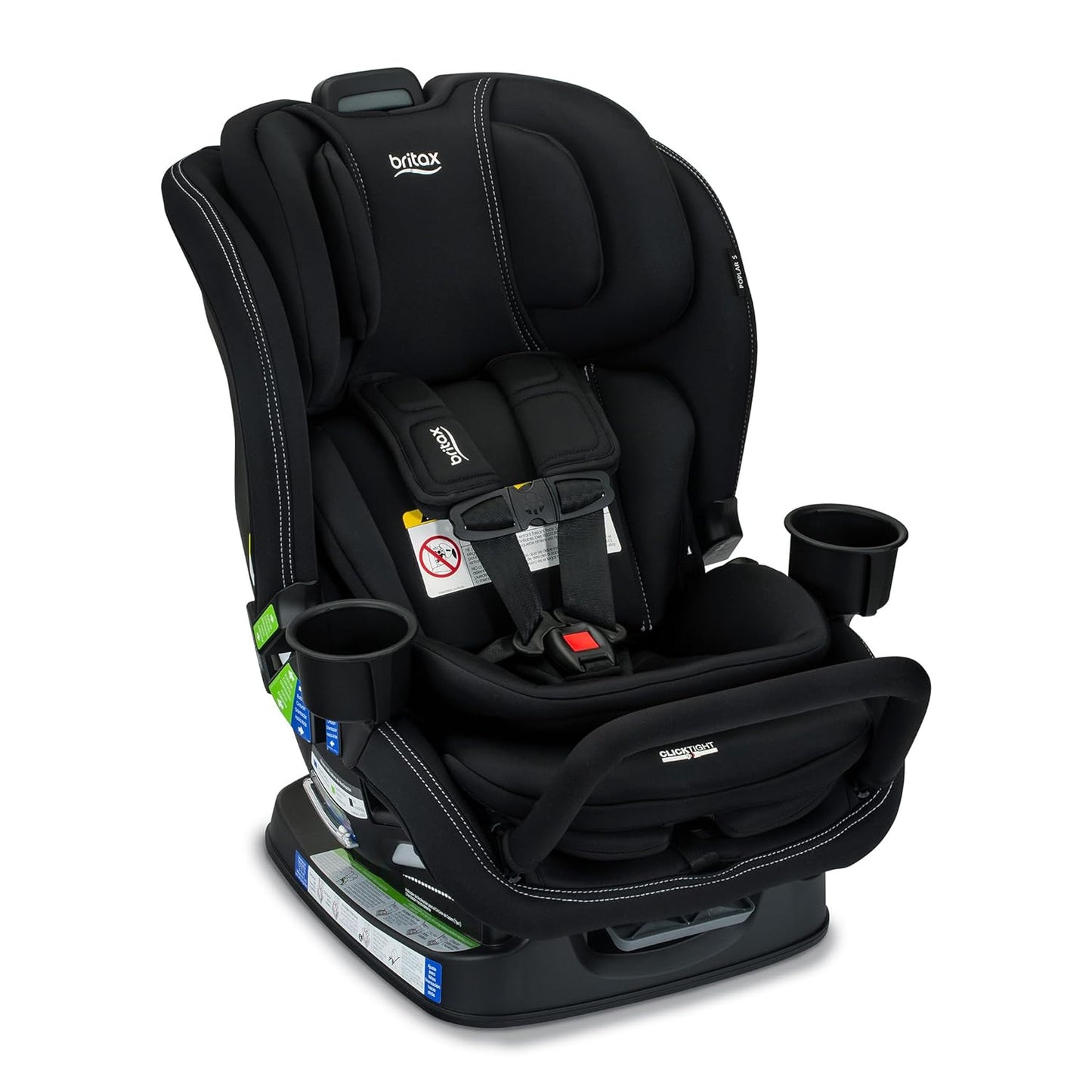 Britax Poplar S Convertible Car Seat, 2-in-1 Car Seat Extended Rear Facing, 17” Slim Car Seat Design with Fast & Easy ClickTight Installation, Anti-Rebound Bar & SafeWash Fabrics — Cowmooflage