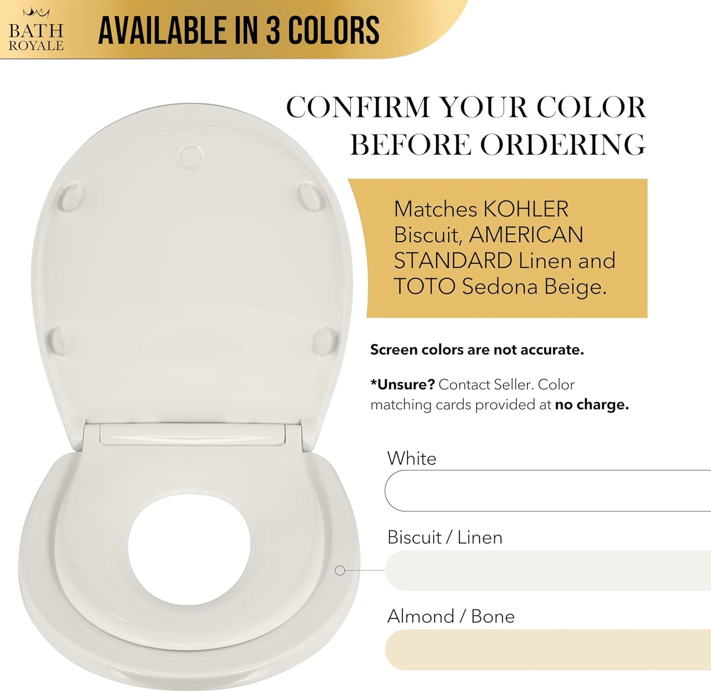 BATH ROYALE Potty Training Seat - Soft Close, Kingsport BR721-00, Elongated White, Adult & Child Combo