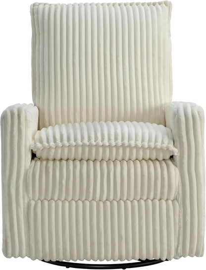 Oxford Baby Uptown Upholstered Glider Recliner Rocking Chair 360° Swivel for Nursery and Living Room - Boucle White