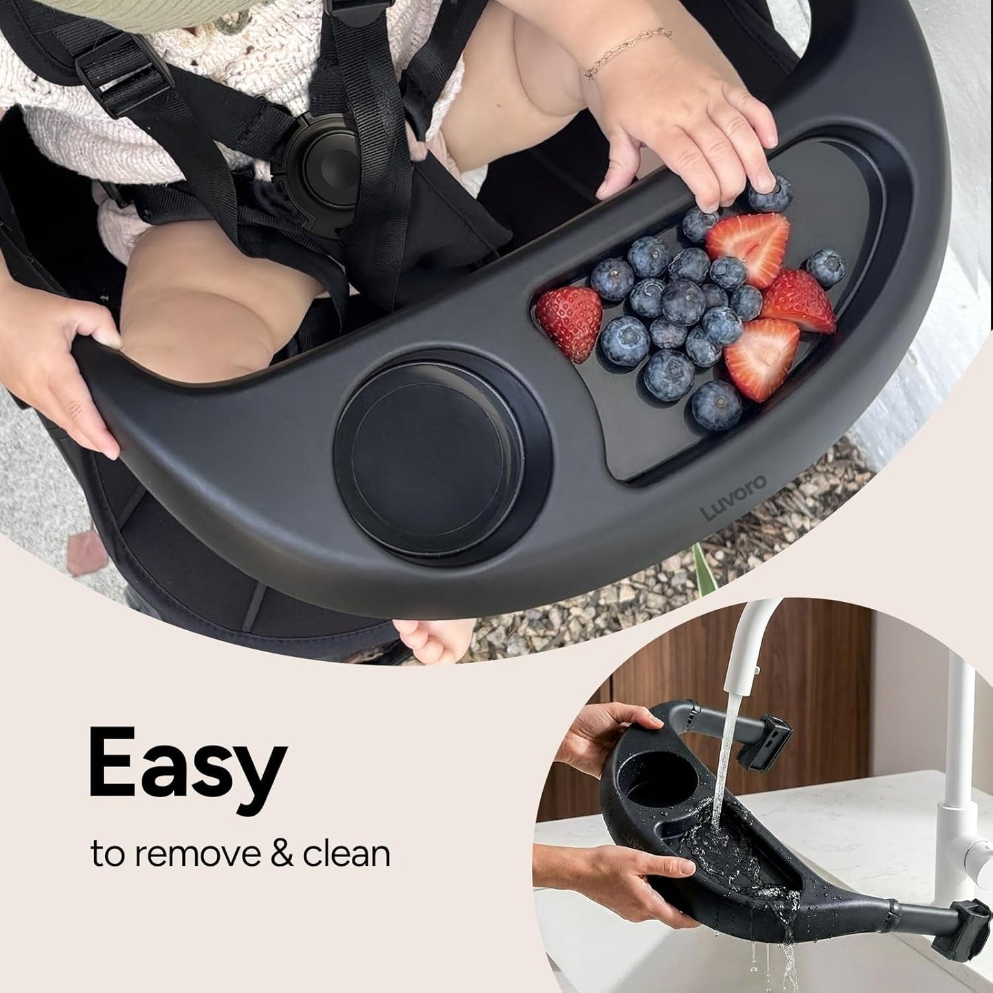 Neo Lightweight Travel Stroller with Snack Tray, Airplane-Friendly Compact Baby Stroller, One-Hand Fold Portable Stroller for Toddler 0-55lbs, Adjustable Recline Seat, UPF 50+ Canopy,Rain Cover