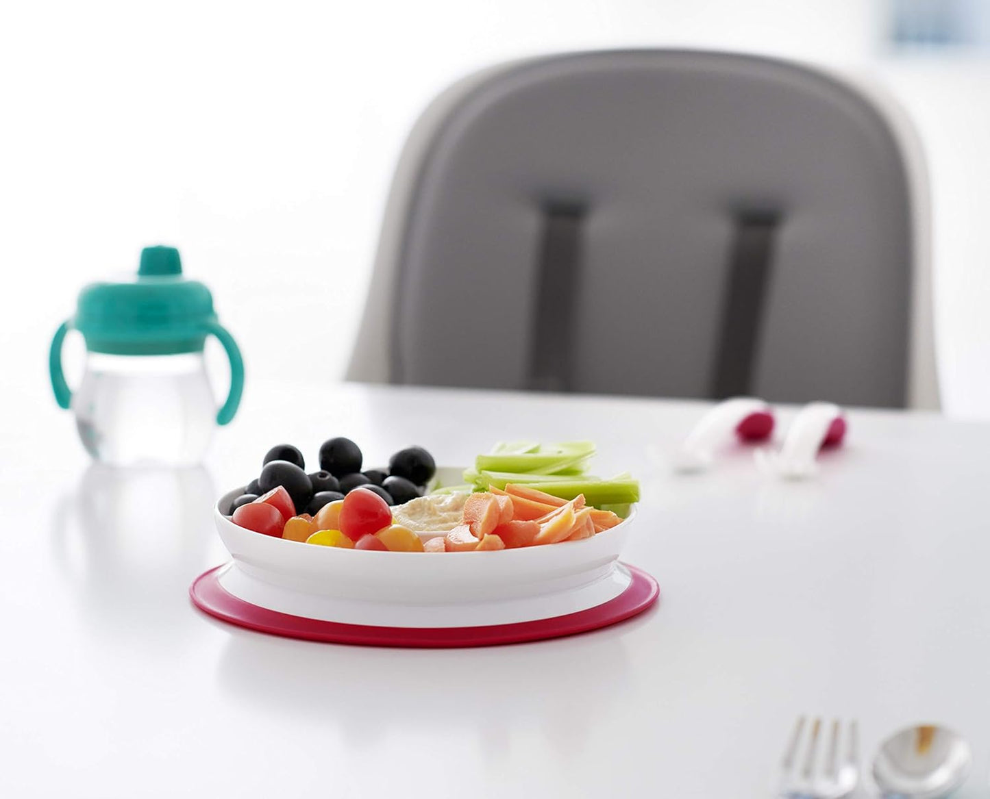 OXO Tot Stick and Stay Suction Divided Plate - Opal