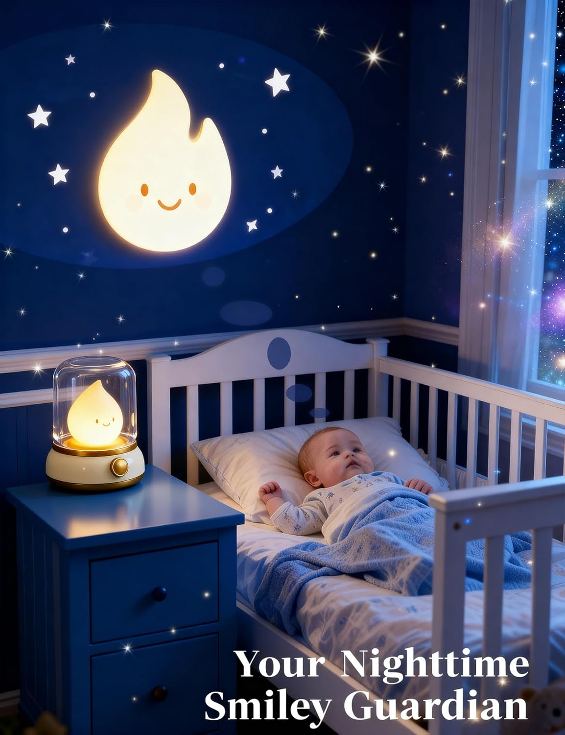 3pcs Cozy Campfire Nightlight Kits, Soothing Nature Sounds, White Noise Night Light for Baby Adult, Rechargeable, Cute Flame Lamp, Best Gift for Kids Bedrooms Camping Trips