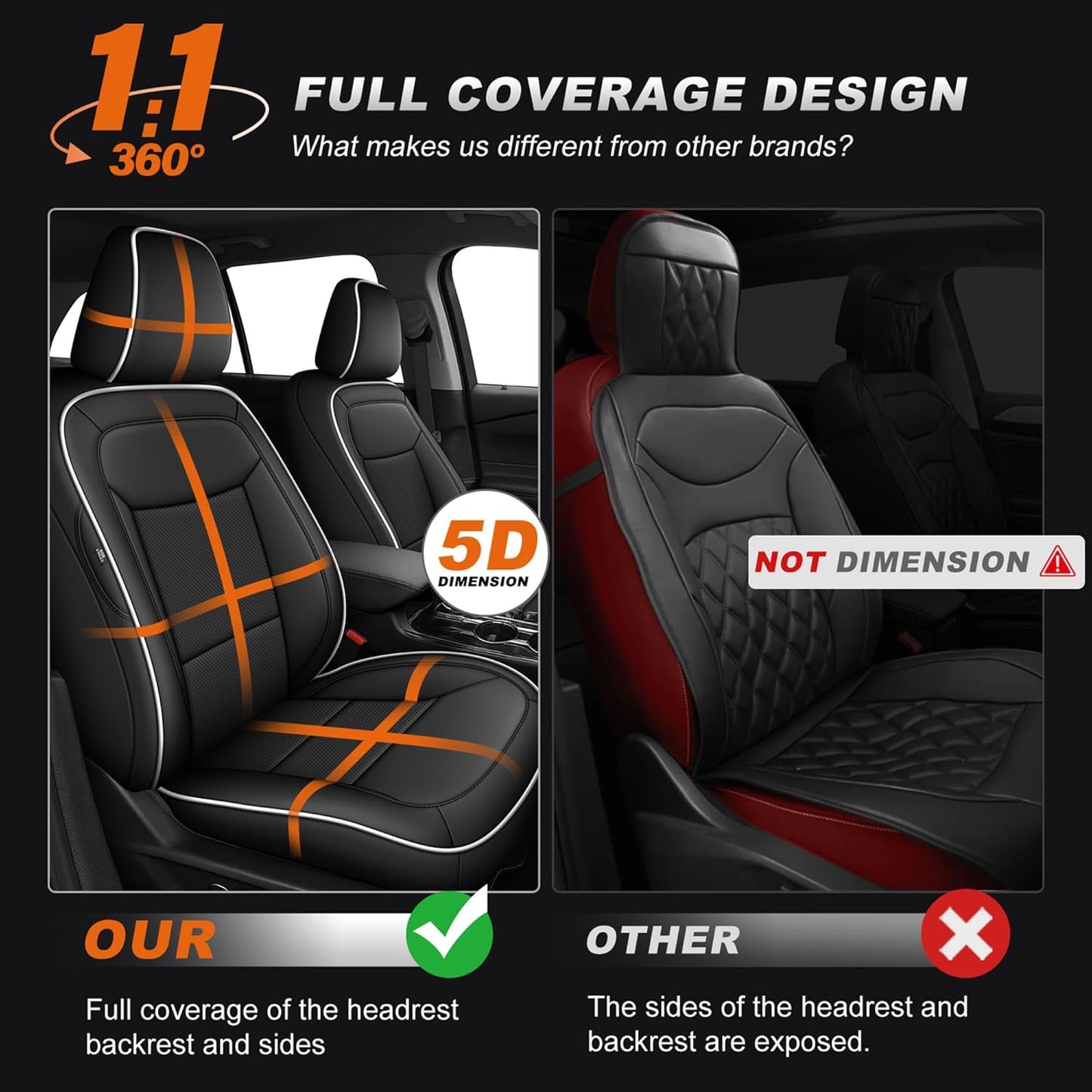 AOMSAZTO Seat Covers for Ford Mustang Coupe 2015 2016 2017 2018 2019 2020 2021 2022 2023 2024 2025 2026, Custom Fit Full Set Faux Leather (New Red)