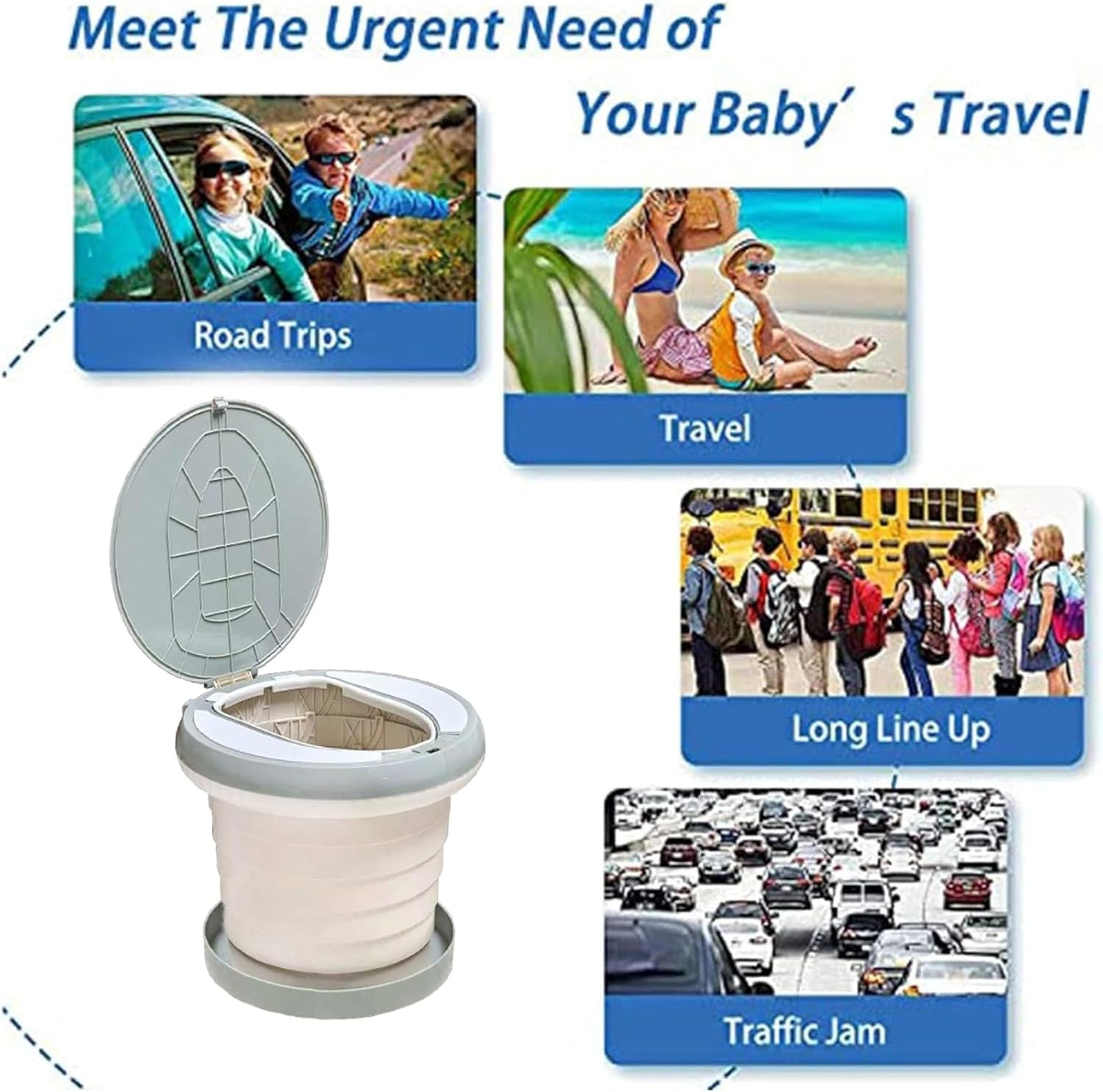 Travel Potty for Toddler, Portable and Foldable Toilet, Apply to Seat Emergency Toilet for Car, Camping, Outdoor, Indoor (green, small)