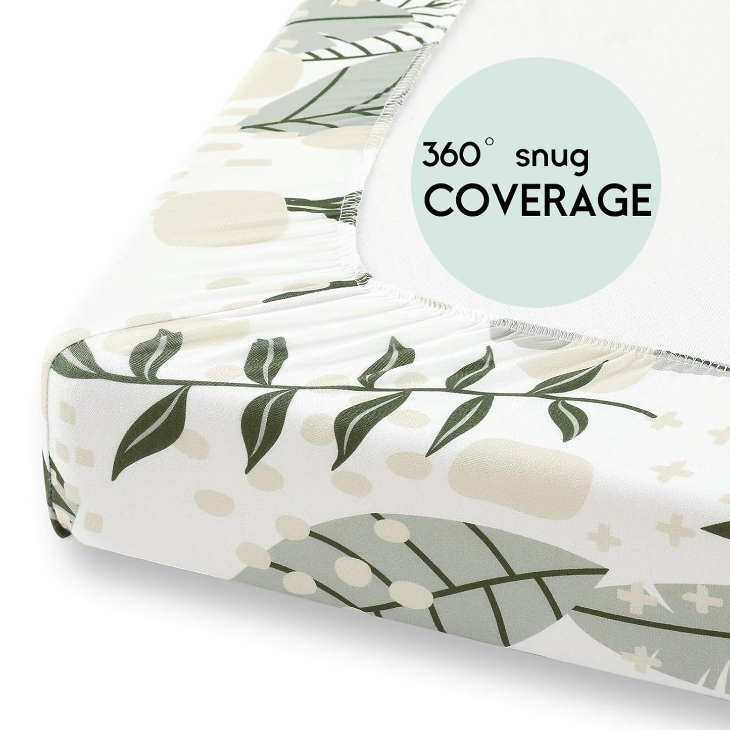 Yoofoss Pack and Play Sheets Fitted, Mini Crib Sheets 2-Pack for Pack N Play Mattress, Stretchy Playard Sheet, Soft and Breathable Green+Giraff