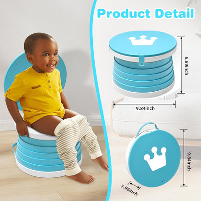 Portable Potty Chair for Toddlers with Splash-Proof Design, Foldable Travel Potty with Bag & 30 Refills - Kids Toilet for Car, Camping, Indoor - Easy Clean Baby Potty Training Seat(Red-blue)