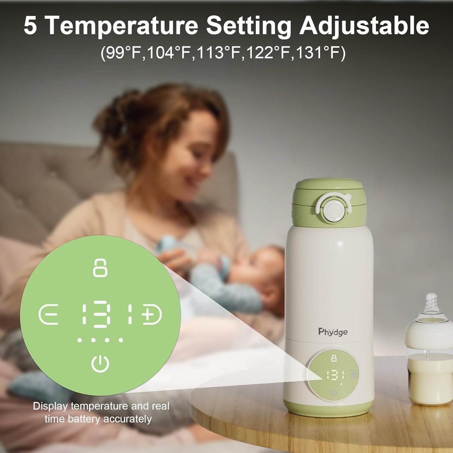 Portable Bottle Warmer for Travel,12.5oz Cordless Baby Milk Warmer on The go for Formula,Breastmilk,Water,3 Mins Fast Heating & Precise Temp Control Travel Essential
