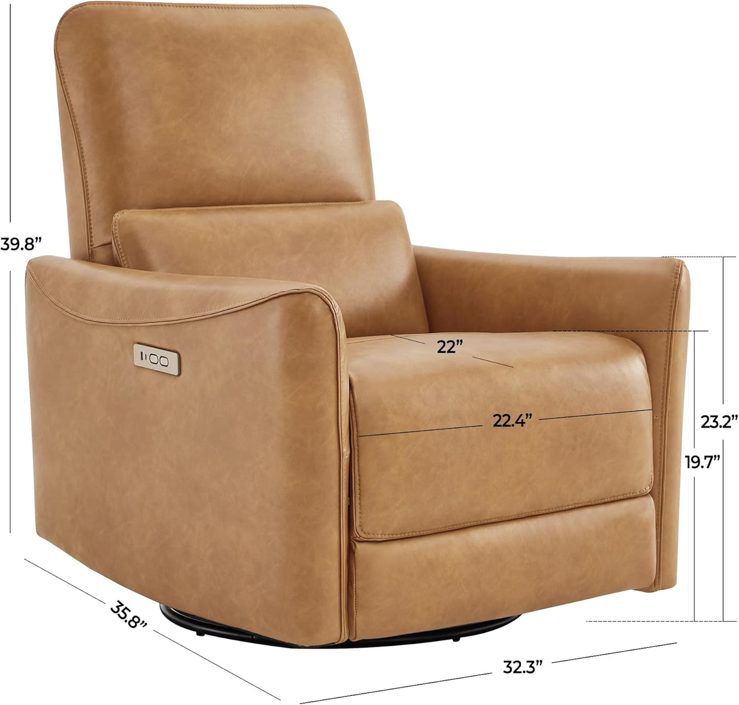 CHITA Power Recliner Chair Swivel Glider, FSC Certified Upholstered Living Room Nursery Reclining Sofa Chair with Lumbar Support, Linen