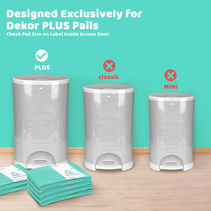 [10 Pack] Dekor Classic Diaper Pail Refills, Extra-Thick Continuous Liner Bags Compatible with Dekor Classic Diaper Pails, Strong Diaper Pail Refills for Baby & Adult Diapers, Nursery Odor Control