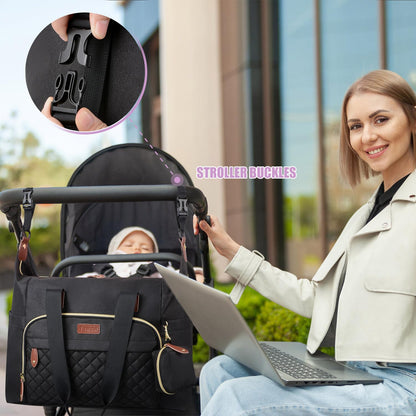Tuwubi Diaper Bag Tote,Baby Diaper Bag with Pacifier Case Large Travel Diaper Tote Caddy for Mom and Dad Multifunction Large Baby Bag - M-Pink
