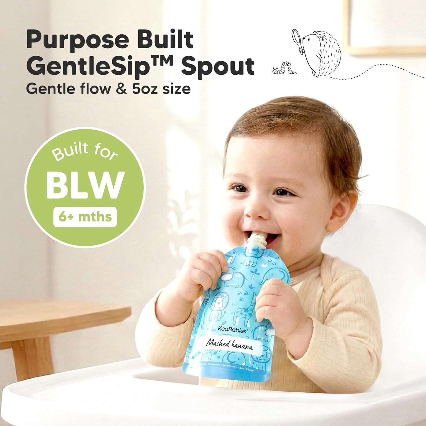 12-Pack Reusable Baby Food Pouches Refillable – 5oz Reusable Pouches for Toddlers, Kids Squeezable Yogurt, Apple Sauce, Fruit Smoothie, Baby Puree Container, Homemade Baby Food Essentials (Lil Barn)