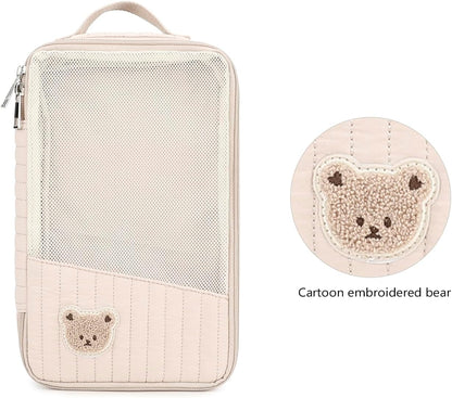 MOMIGO Baby Diaper Bag Organizer Pouches Waterproof Mini Diaper Bag - 2 pcs/set Foldable Hanging Bag Reusable, Washable or Cloth Diapers, with Gift for Baby Shower (Khaki（A）)