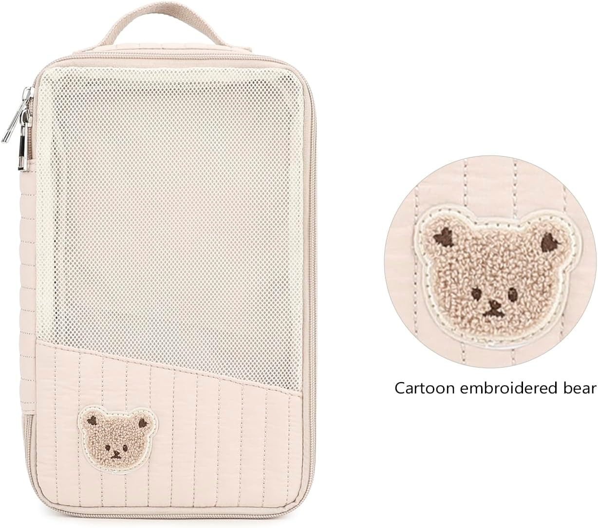 MOMIGO Baby Diaper Bag Organizer Pouches - 2 Pack Waterproof Pod Hanging Diaper Bag Cute Rabbit Bear Mesh Bag Reusable, Washable or Baby Cloth Diapers (Green)