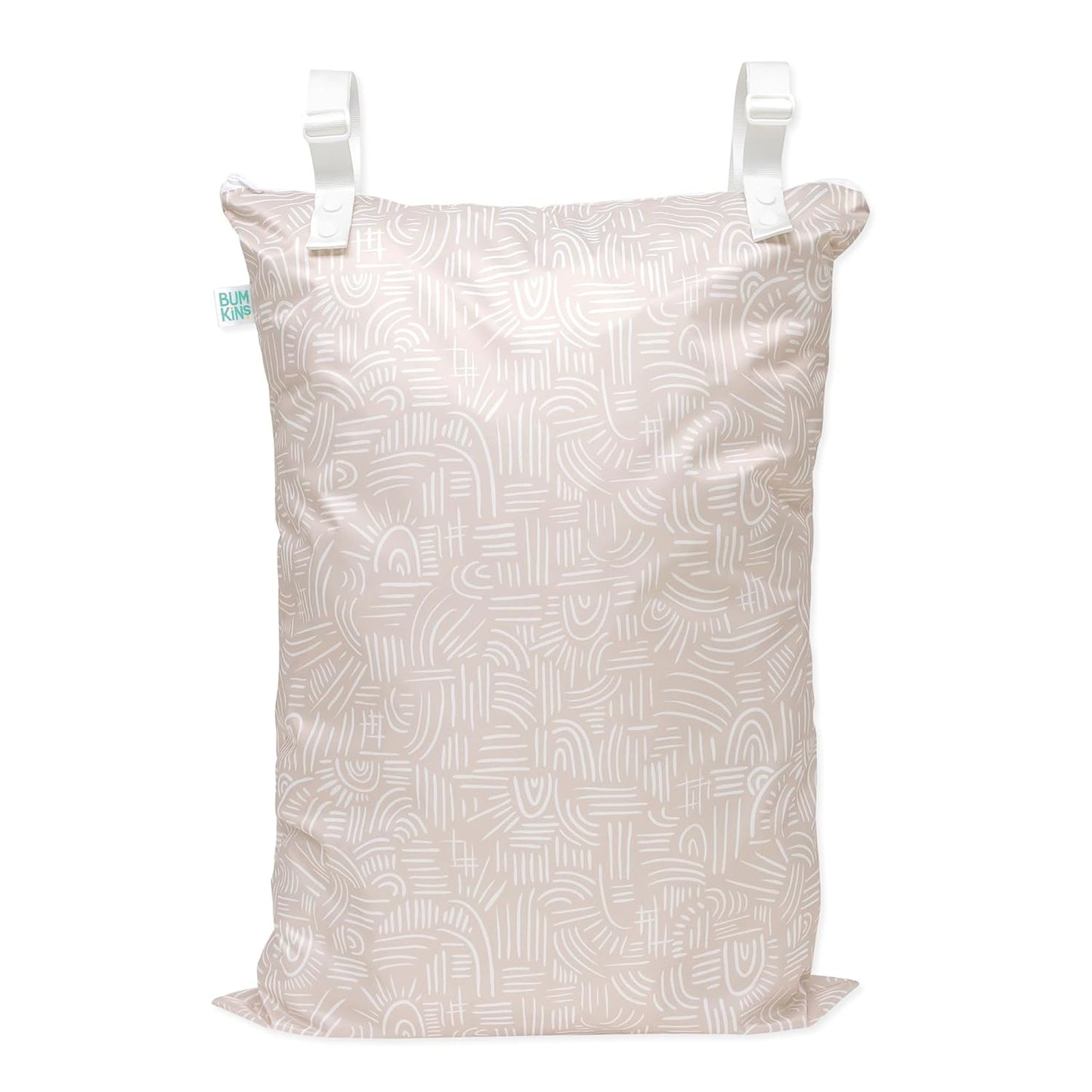 Bumkins Roamio Waterproof Wet Bag for Baby, Travel, Swim Suit, Cloth Diapers, Pump Parts, Pool, Beach, Gym Clothes, Toiletry, Hook to Stroller, Daycare, Zip Reusable Wetdry Packing Pouch, Multi Check - Colors B