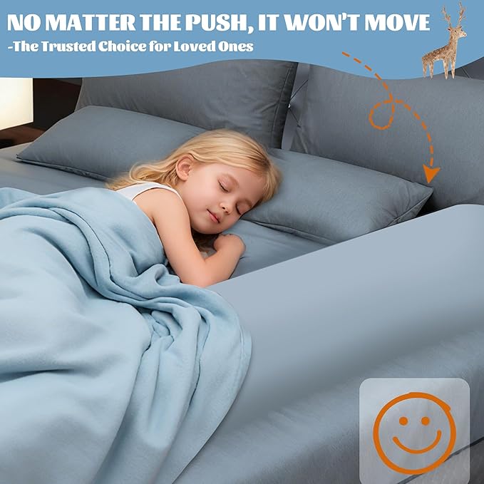 Asatdd Waterproof Bed Rail for Toddlers, Bed Guard Rail, Soft Memory Foam Toddler Bed Bumper for Twin, Full, Queen, King Beds with Washable Cover, 1 Pack