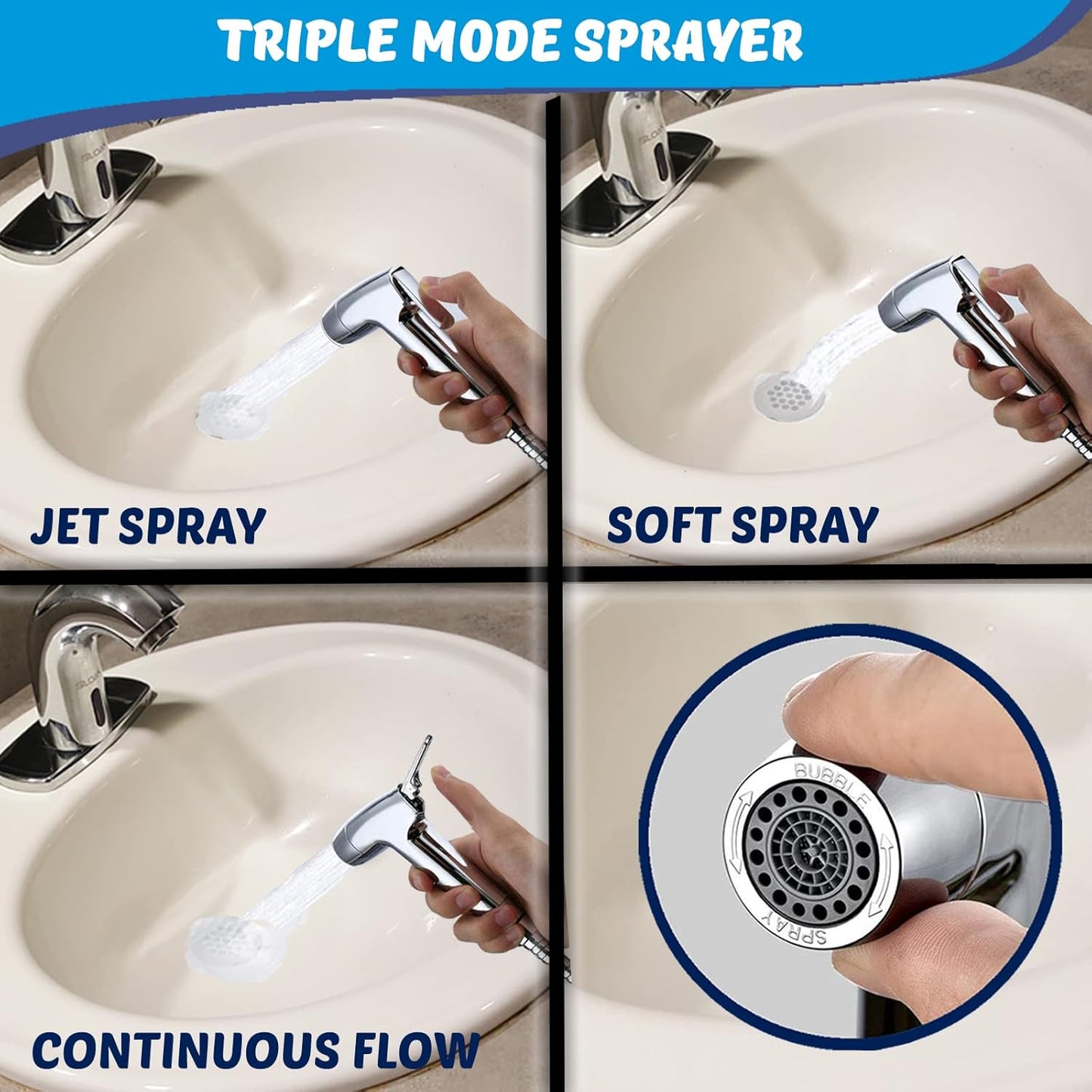 Premium Bidet Sprayer - Handheld Bide Jet Spray for Toilet | Adjustable Water Pressure | Leak-Proof Stainless Steel Toilet Bedit Sprayer | Muslim Shower | Cloth Diaper Washer | Bathroom Bidet