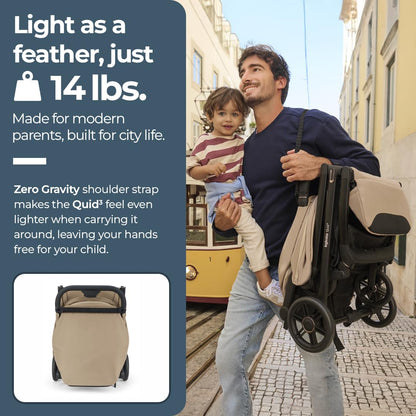 Inglesina Quid³ Lightweight Compact Travel Stroller for Baby & Toddler 0-55 lbs – One-Hand Fold, Reclining Seat, Airline Approved, Car Seat Compatible, UPF 50+ Canopy – Cosmic Black