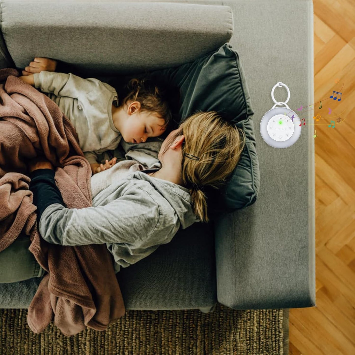 Portable White Noise Machine for Baby & Adults, 24 Soothing Sounds Sleep Sound Machine with Night Light, Timer & Memory Function, USB Rechargeable Portable Sound Machine for Travel Home Office