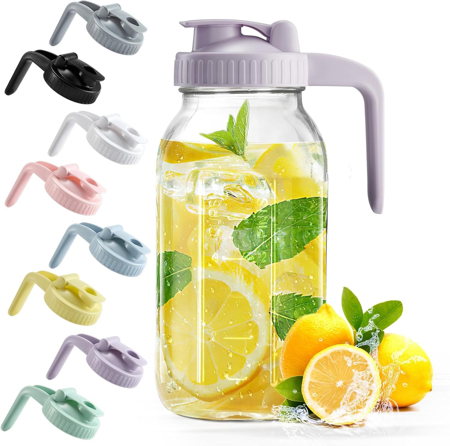 32oz Glass Pitcher with Lid & V-shaped Pour Spout - 1 Quart Breastmilk Pitcher Double Leak Proof, Creamer Container for Sun Tea, Juice, Cold Brew Coffee, Breastmilk Storage Container