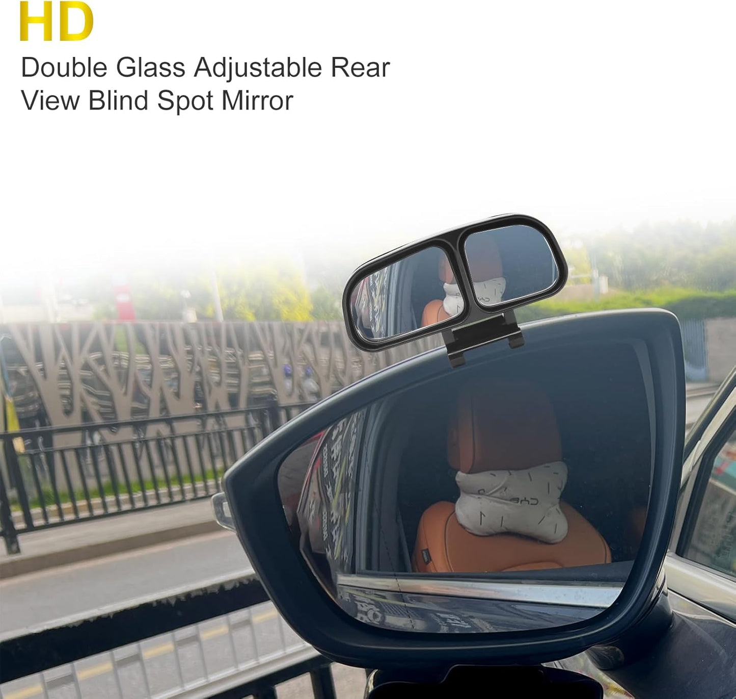 Blind Spot Mirror Adjustable 360 Degree Car Side Mirror, HD Glass Rear View Exterior Accessories Frame Thickness Less than 5MM for Car SUV (long-armed Right)