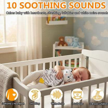 BEREST Unicorn Baby Sleep Soother 4-in-1 Sound Machine with Heartbeat & White Noise|Security Blanket & Pacifier Holder|Soothing Plush Toy for Newborns|Perfect Baby Registry Essential