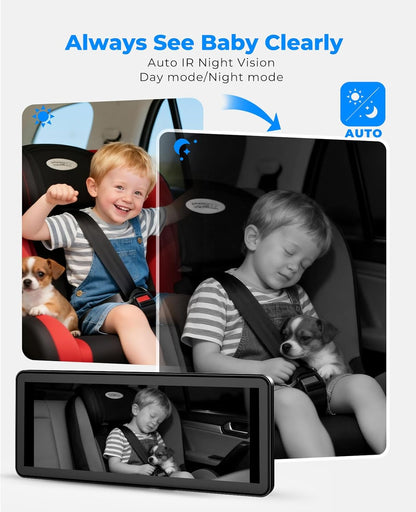LUCKVIEW BM5PRO 7.2" Dual Camera Baby Monitor, 1080P HD Display for 2 Kids, Night Vision, Easy Install Car Baby Monitor, Ideal Gift, Rear Seat Safety for Babies & Pets