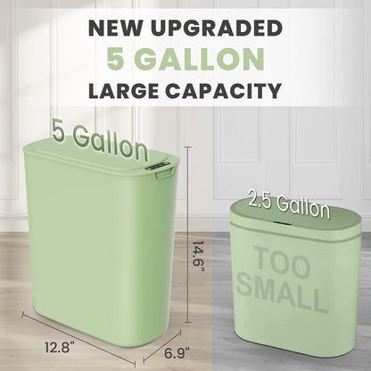 Cesun Motion Sensor Trash Can, 5 Gallon Automatic Bathroom Garbage Can with Lid, Touchless Smart Plastic Slim Wastebasket for Bathroom, Office, rv, Bedroom, Living Room, White