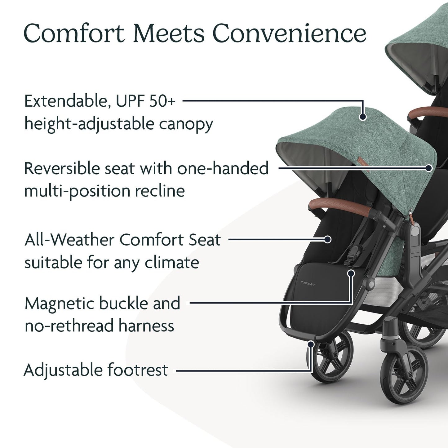 UPPAbaby RumbleSeat V3 Second Lower Seat - Compatible with Vista V2 and Vista V3 - All-Weather Seat + Magnetic Buckle – Adapters Included -Owen (Mocha Mélange)