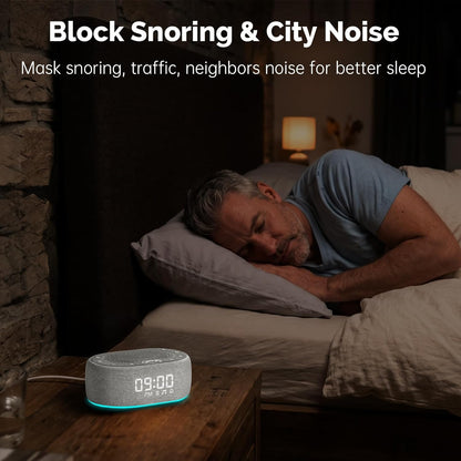 1Mii White Noise Sound Machine with Alarm Clock, Sound Machine for Sleep for Adults Baby, 30 Soothing Sounds, Smart App Controlled, Dimmable 7-Color Night Light, Sleeping Timer, 30 Volume Levels