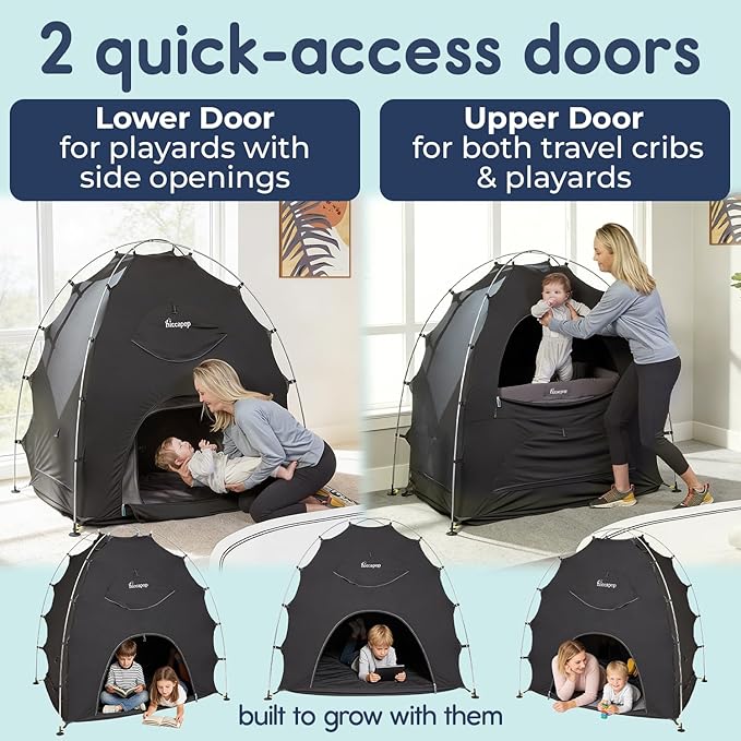 Hiccapop Daydreamer Blackout Tent for Pack and Play, Patented Portable Crib Tent, Blackout Canopy Crib Cover, Sleep Pod for Kids