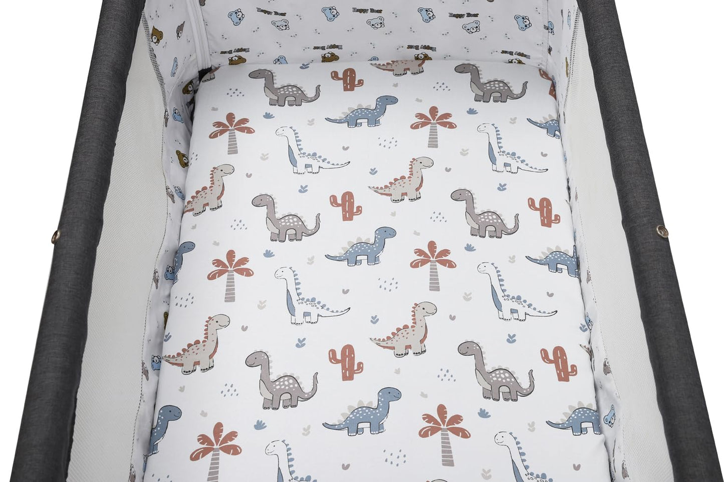 Bassinet Sheet Set 2 Pack Snug Fitted Bedside Sleeper Bassinet Sheets, Stretchy Ultra Soft, Unisex Boy Girl, Light Blue & Dinosaur