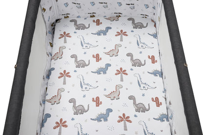 Bassinet Sheet Set 2 Pack Snug Fitted Bedside Sleeper Bassinet Sheets, Stretchy Ultra Soft, Unisex Boy Girl, Light Blue & Dinosaur