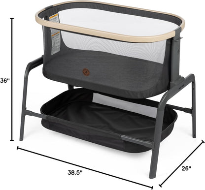 Maxi-Cosi Iora Baby Bassinets Bedside Sleeper, Portable Bassinet, Infant Bedside Sleeper Crib, Height Adjustable, Breathable Mesh, Large Storage Basket, Truffle