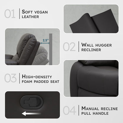 Lexicon Manual Glider Recliner Sofa Chair, Home Theater Seating, Wall Hugger Manual Reclining Nursery Chair for Bedroom/Living Room/Office/Apartment, Grey Chenille